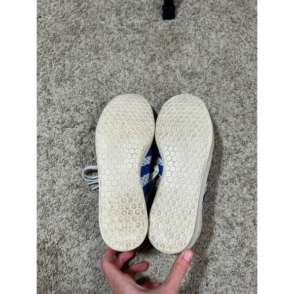 RARE Adidas PrimeKnit Gazelle Mens White Blue Low Top Sneakers Retro‎ Shoes - Picture 2 of 3